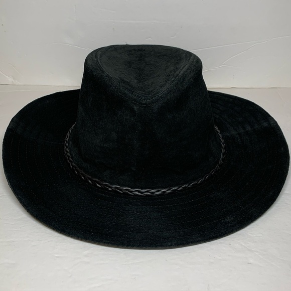 Liz Claiborne Womens Hat Wool Wide Brim Black Leather Braided Strap main image 6